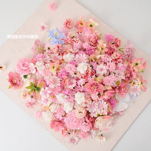 粉色仿真花朵簪花环婚庆装饰布景