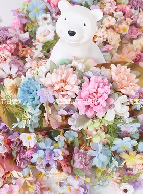 仿真花2-3cm混装花朵绢花假花手工diy簪花花环痛包材料婚庆装饰