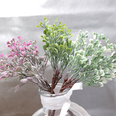 仿真蕨类爱心叶绿植 喷白绿叶花束diy头饰胸花配件 diy造景假植物