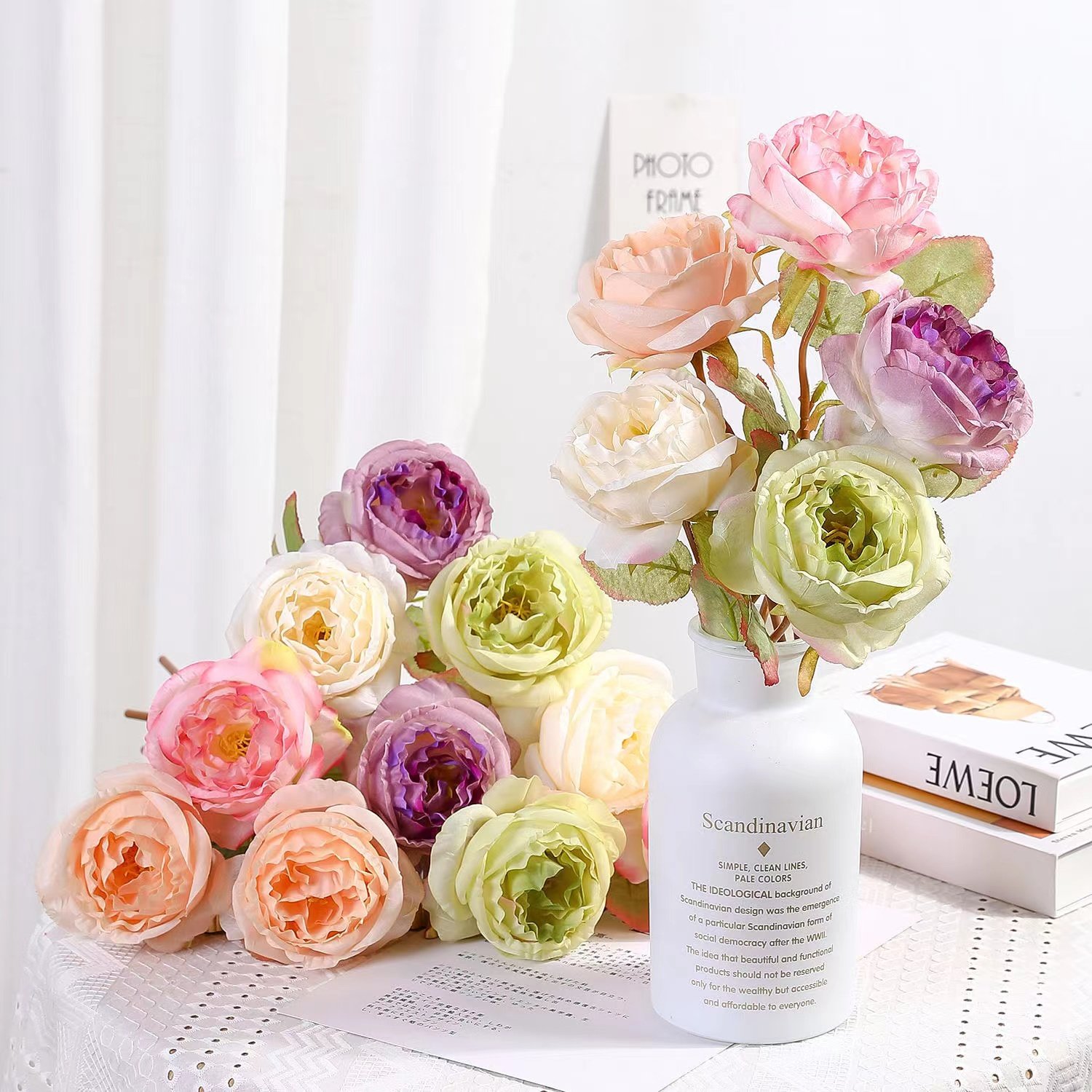 焦边玫瑰花束 仿真花ins风 室内家居餐桌摆件 手工花艺插花材料,家居饰品,仿真花/假花,淘宝优惠券,粉丝福利购,淘宝优惠卷