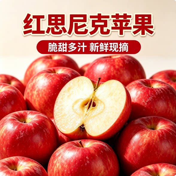 紫玉环新鲜红思尼克苹果脆甜多汁