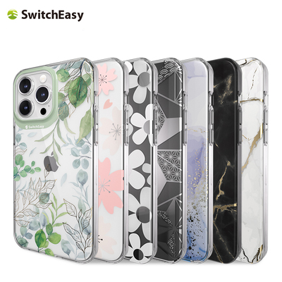 switcheasy适用苹果iPhone15 pro max手机壳2023新款时尚彩绘插画magsafe磁吸军规防摔保护套透明全包电镀ins