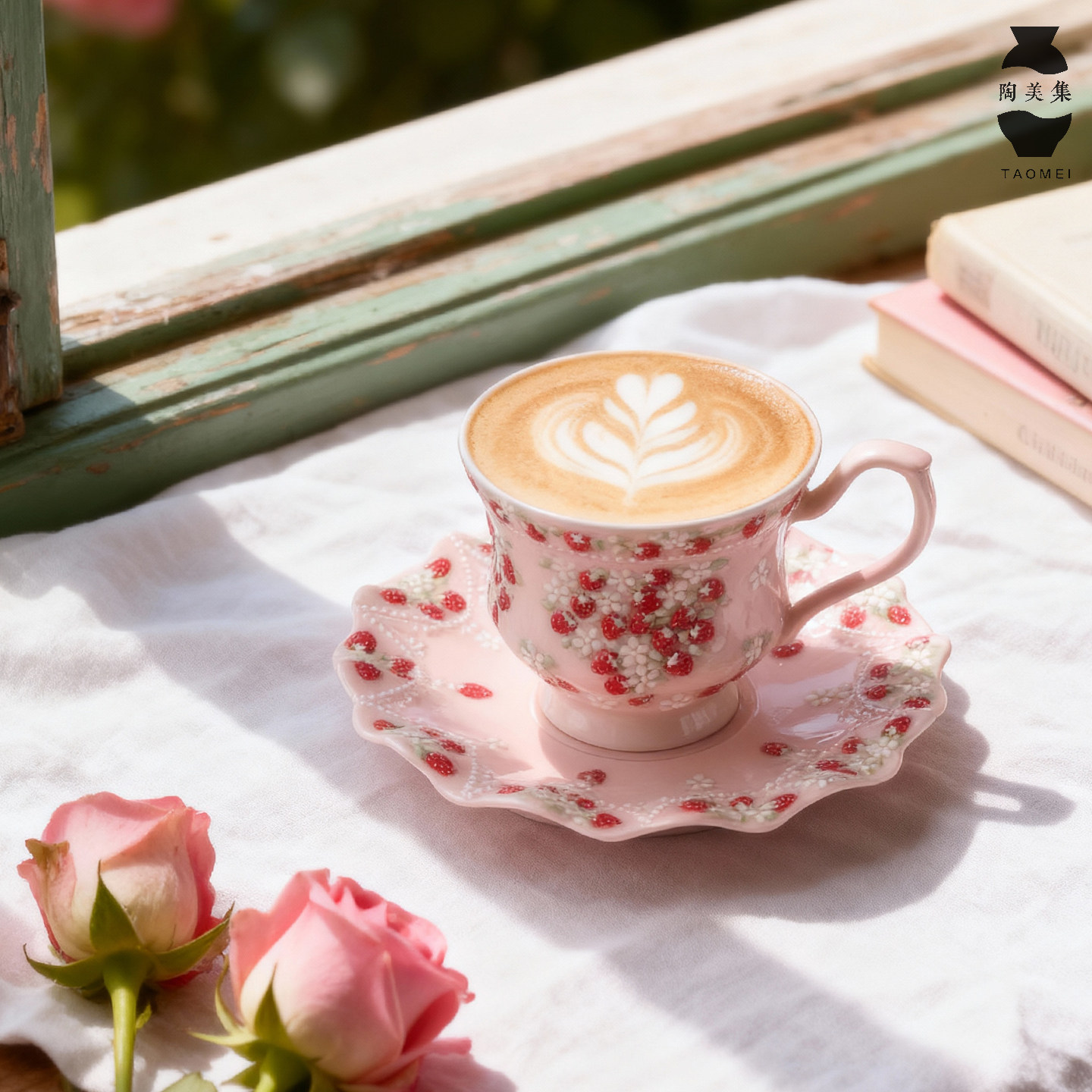 景德镇手绘法式草莓咖啡杯家用拿铁下午茶杯高级感水杯子生日礼物,餐饮具,咖啡杯,淘宝优惠券,粉丝福利购,淘宝优惠卷