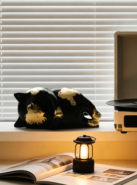 陶瓷猫咪高颜值轻奢风家居装饰品高档宋代美学茶桌招财猫小众摆件