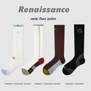 文艺复兴专业运动压力袜子女健身跑步压缩袜羽毛球美腿显瘦小腿袜