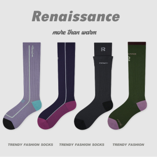 Renaissance袜子女户外运动压力袜显瘦瑜伽小腿袜健身肌能长筒袜