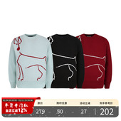 潮牌设计感宽松慵懒风情侣针织衫 PMET 「线条小狗」图案撞色毛衣