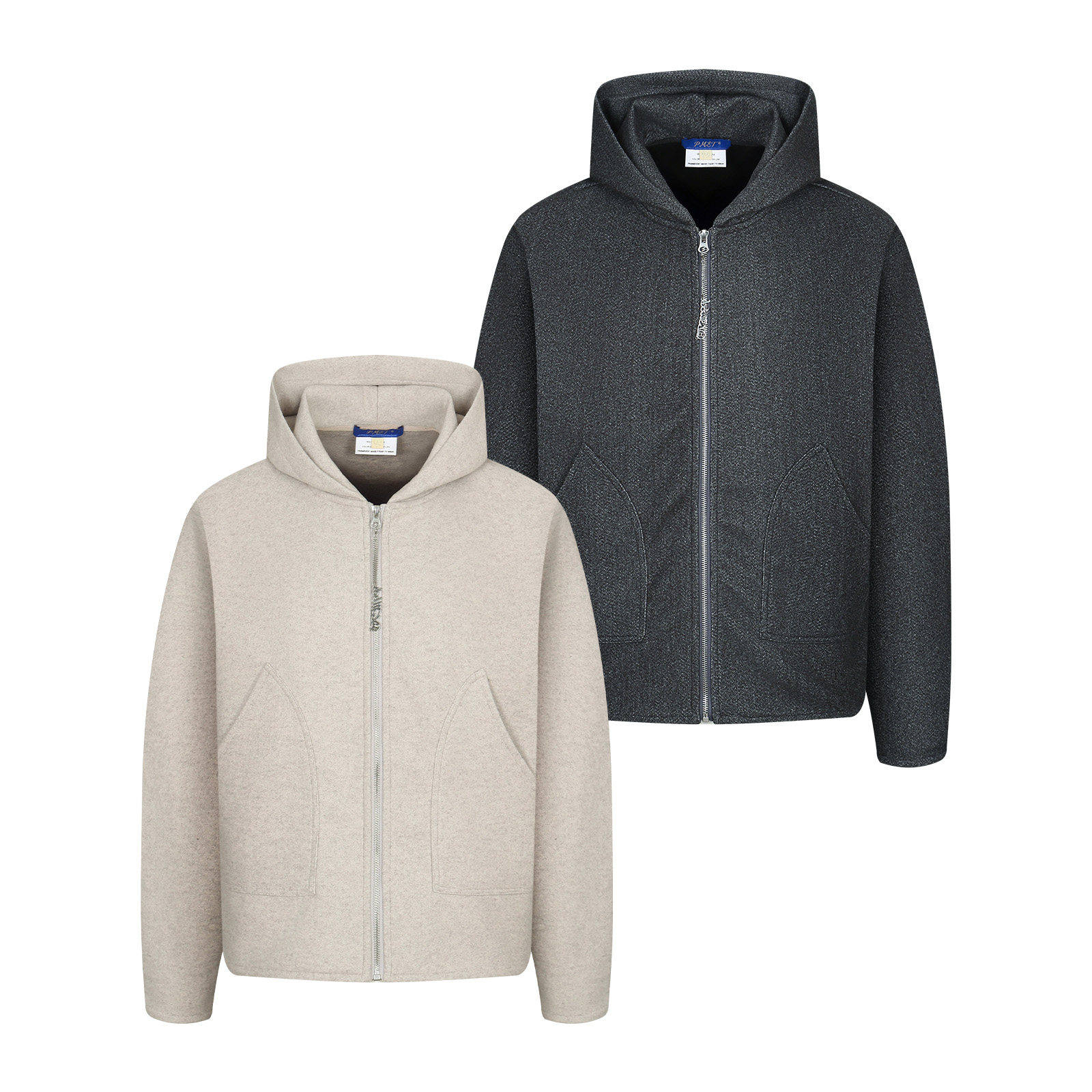 PMET「城市软壳」毛呢外套 可拆卸吊坠拉链开衫上衣通勤连帽卫衣