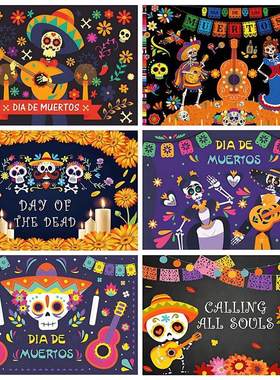Mexico Day of Dead Background Skull Candle Dancer Dia De Los
