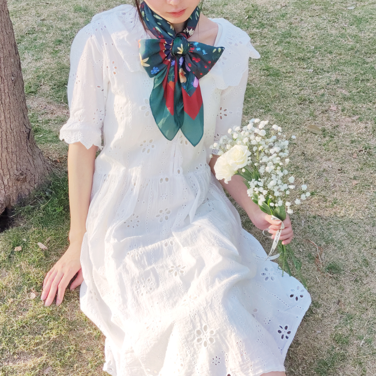 复古碎花丝巾围巾Stephy