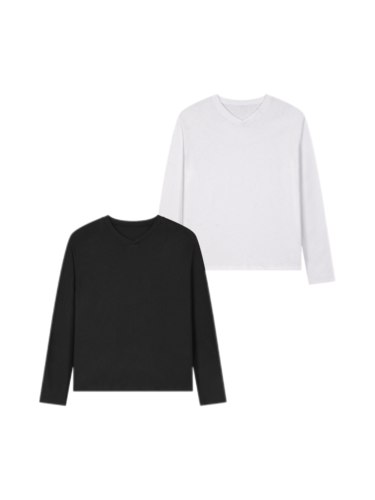 Slimfit复古v领内搭男女上衣TEE