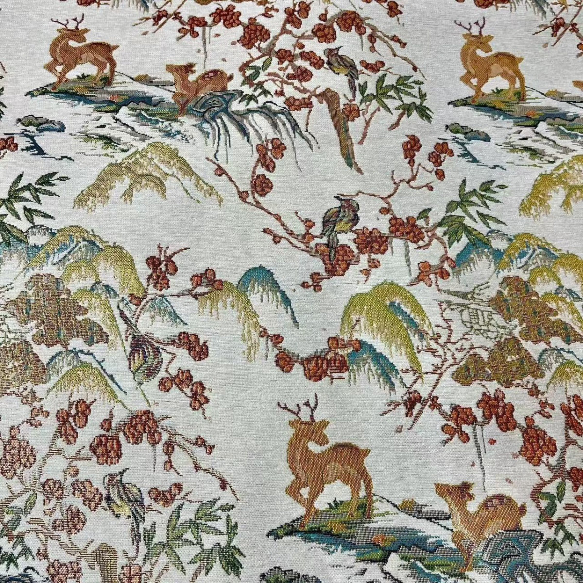 新中式雪尼尔梅花鹿提花汉服面料