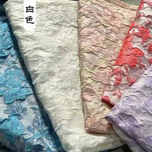 浮雕大花朵提花面料古风汉服旗袍上衣 布料色织网红爆款 新款 新中式