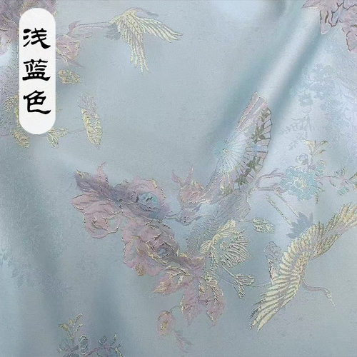 新中式色织金丝仙鹤提花汉服面料