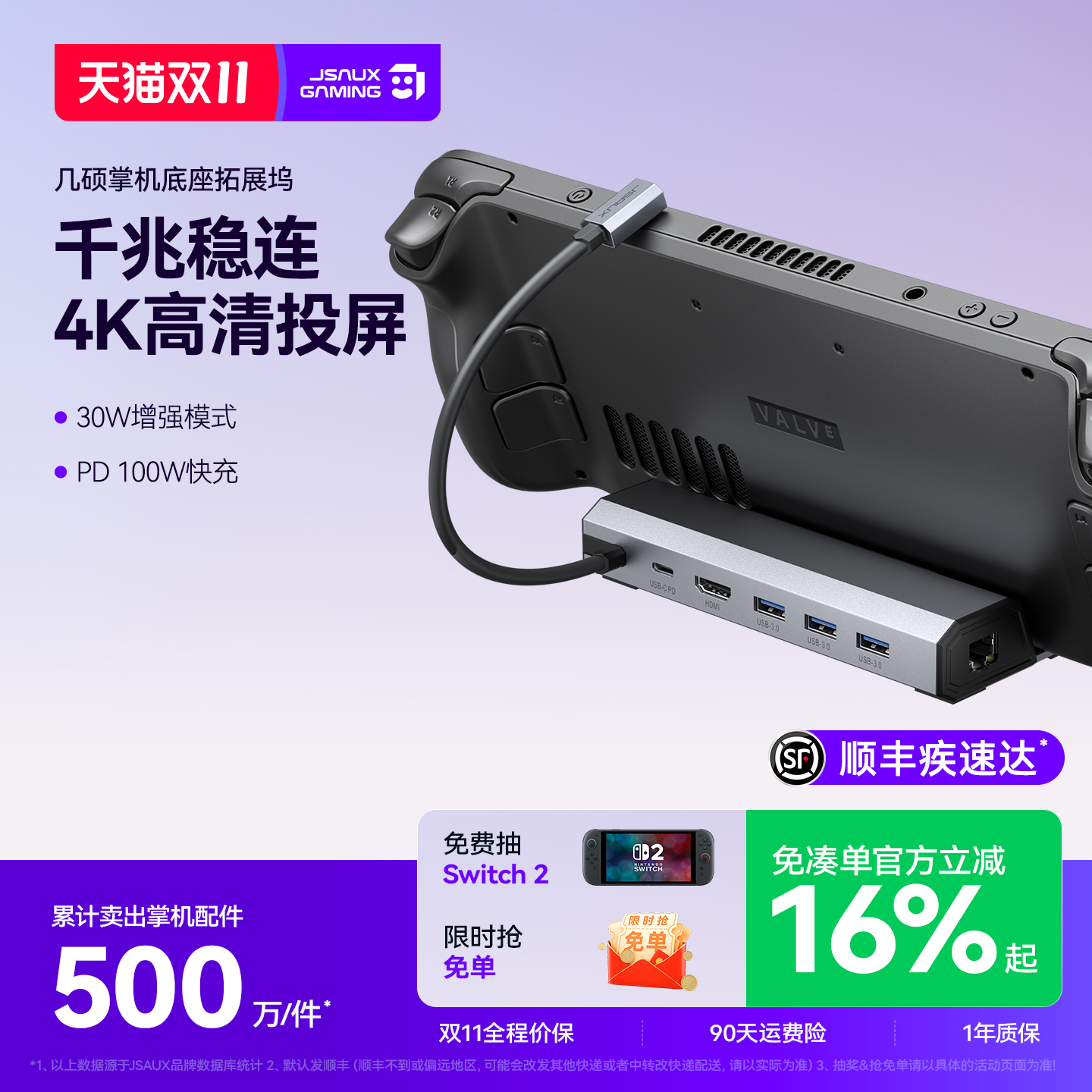 官方SteamDeck拓展坞4K60Hz千兆