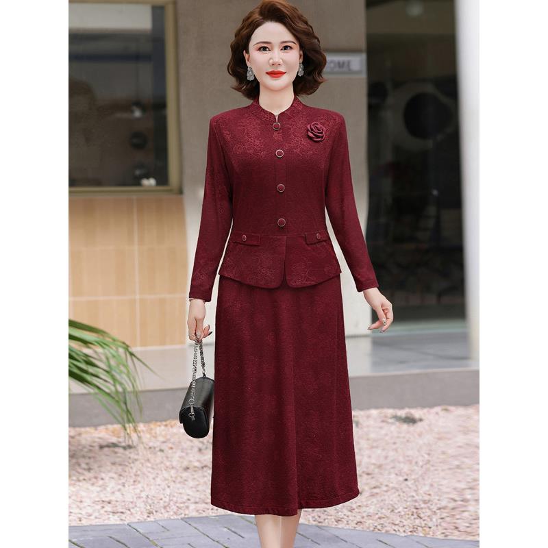 喜婆婆新中式妈妈高端婚礼服连衣裙中老年气质结婚宴假两件裙子女