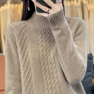 羊毛衫女秋冬新款毛衣宽松加厚大码针织衫半高领打底衫新款羊绒衫