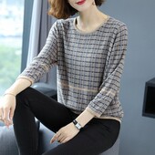 2021新款 t恤女桑蚕丝七分袖 宽松真丝大码 韩版 上衣 香港 针织衫 春季