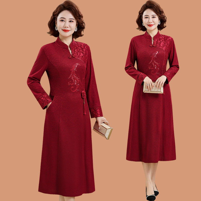 新中式妈妈春装连衣裙2026新款洋气中老年女装春秋礼服裙子喜婆婆
