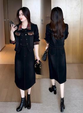 MONLOUVE牛仔连衣裙女装春秋2025今年新款时尚秋装洋气质减龄两件