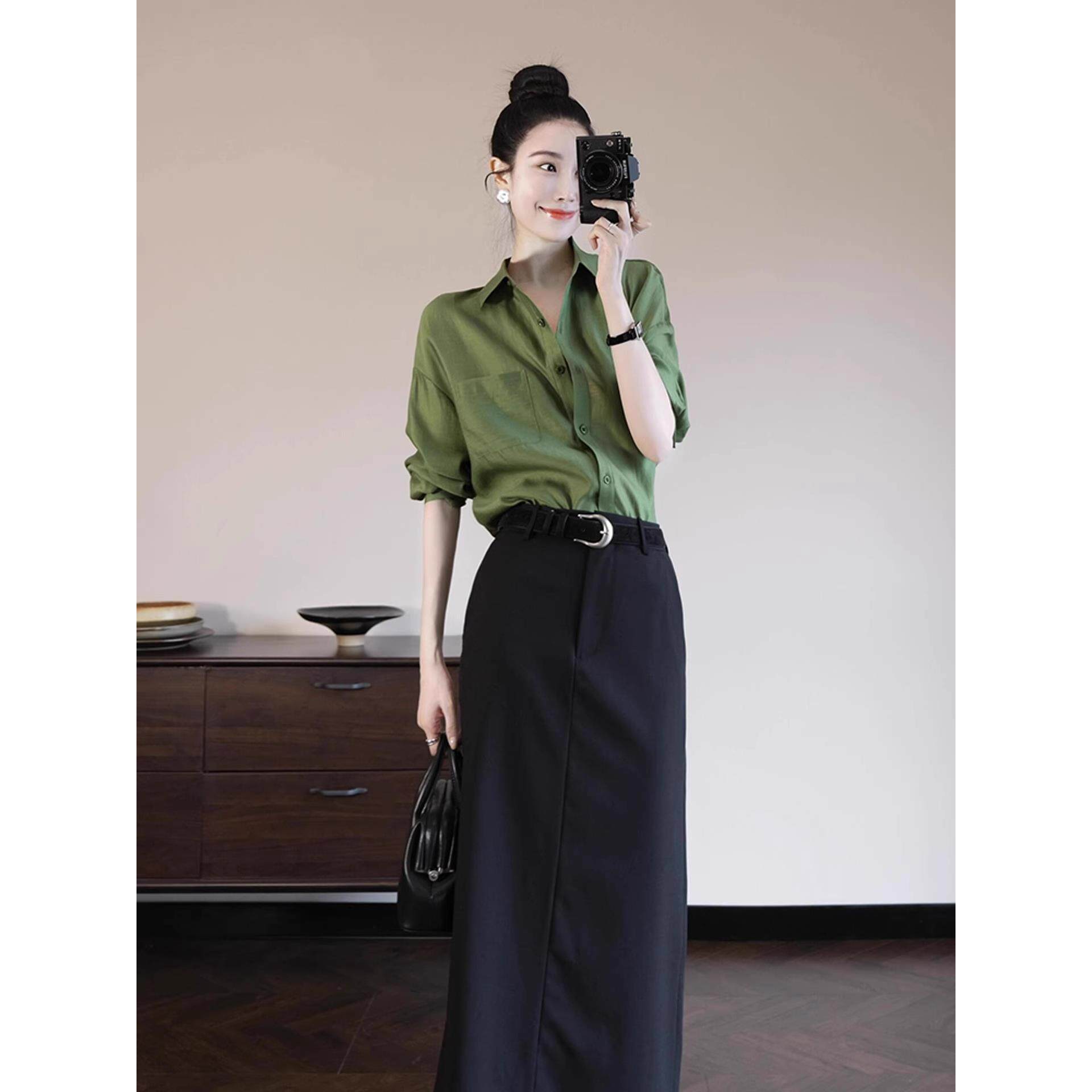 MONLOUVE2025年新款时尚简约显瘦气质高级感穿搭一整套休闲衬衫半