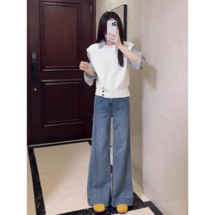 MONLOUVE设计感假两件针织衫阔腿裤套装女装早秋收腰显瘦小个子减