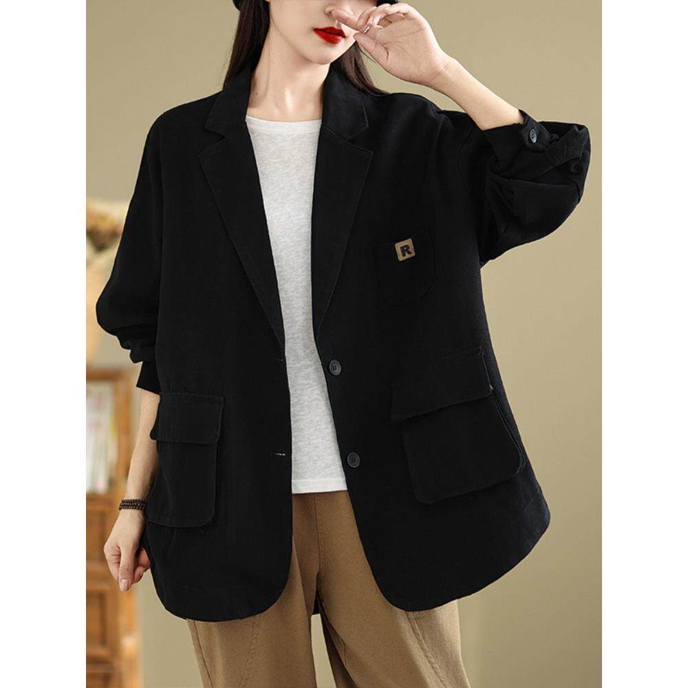 MONLOUVE高级感休闲西装外套女士春秋2025新款宽松百搭西服中长款