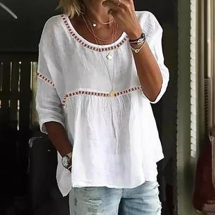 cotton dress womens hollow new button hemp seven loose