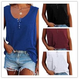 color collar womens open vest tube solid loose pocket