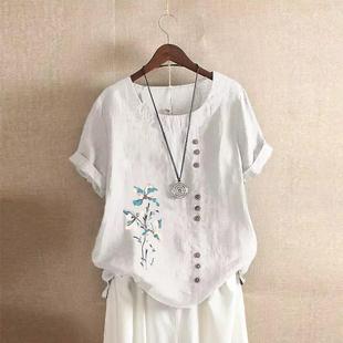 cotton casual loose linen and large Retro size