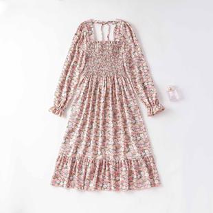 Break Neck Princess Square Womens Sleeve Floral Tea Long