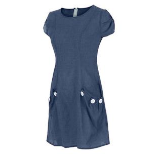 shoulder color dress Womens pocket contrast patch double