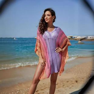 Loose Size Bikini Color Shirt Hollow Contrast Beach Sun
