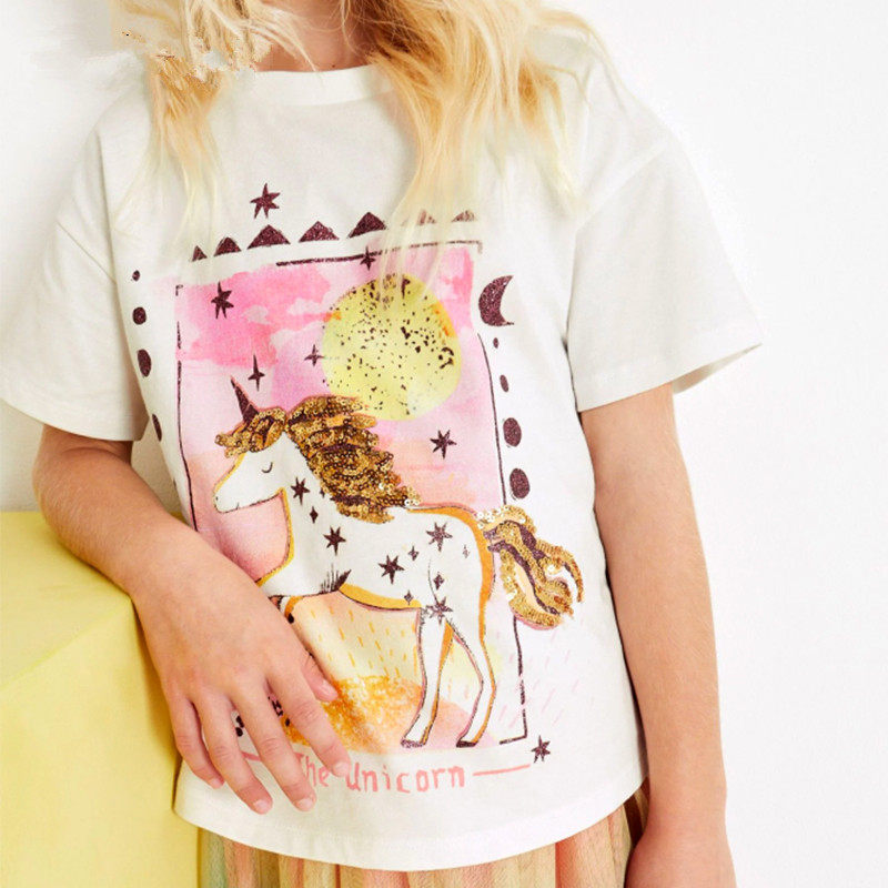 现货女童白色独角兽短袖t恤纯棉上衣儿童宝宝夏季童装卡通半袖5岁,童装/婴儿装/亲子装,T恤,淘宝优惠券,粉丝福利购,淘宝优惠卷
