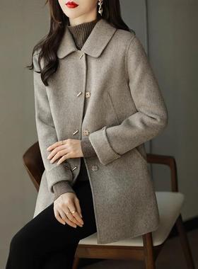 MONLOUVE2025新款韩版小个子双面呢大衣女短款呢外套修身零大衣女