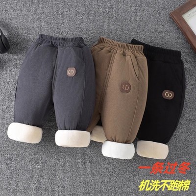 男童加绒裤子儿童冬季加厚保暖外穿一条过冬2025新款宝宝夹棉棉裤