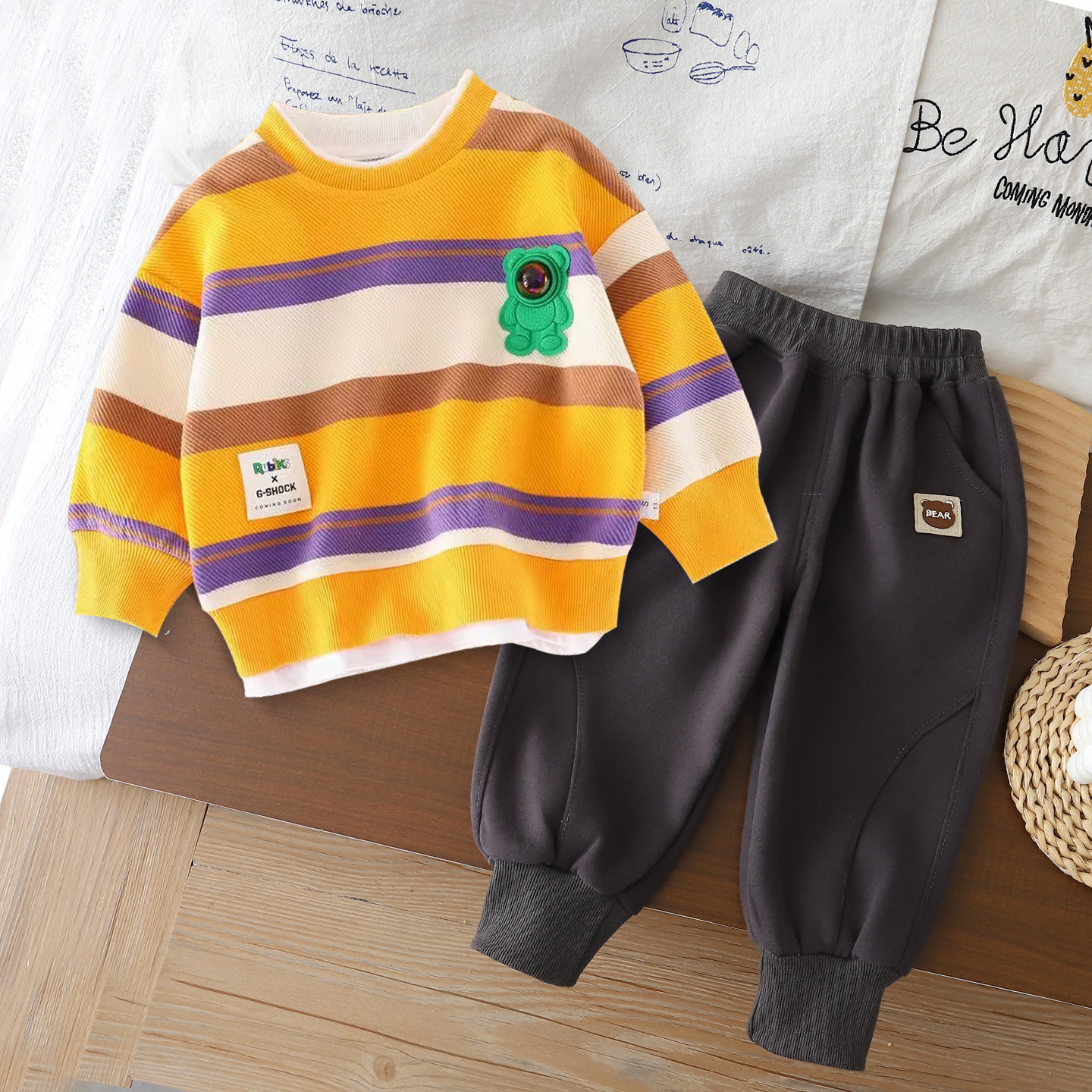 男童春装套装2026新款儿童运动衣服春秋宝宝卫衣男孩酷帅小童春季