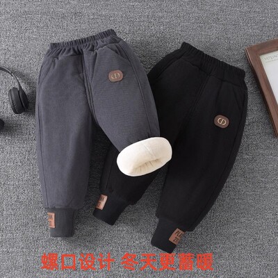 男童三层加绒加厚裤子中小童夹棉棉裤男女宝宝外穿保暖裤一条过冬
