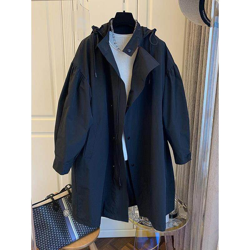 MONLOUVE广州十三行品牌高货宽松中长款风衣外套女大码高级感显瘦