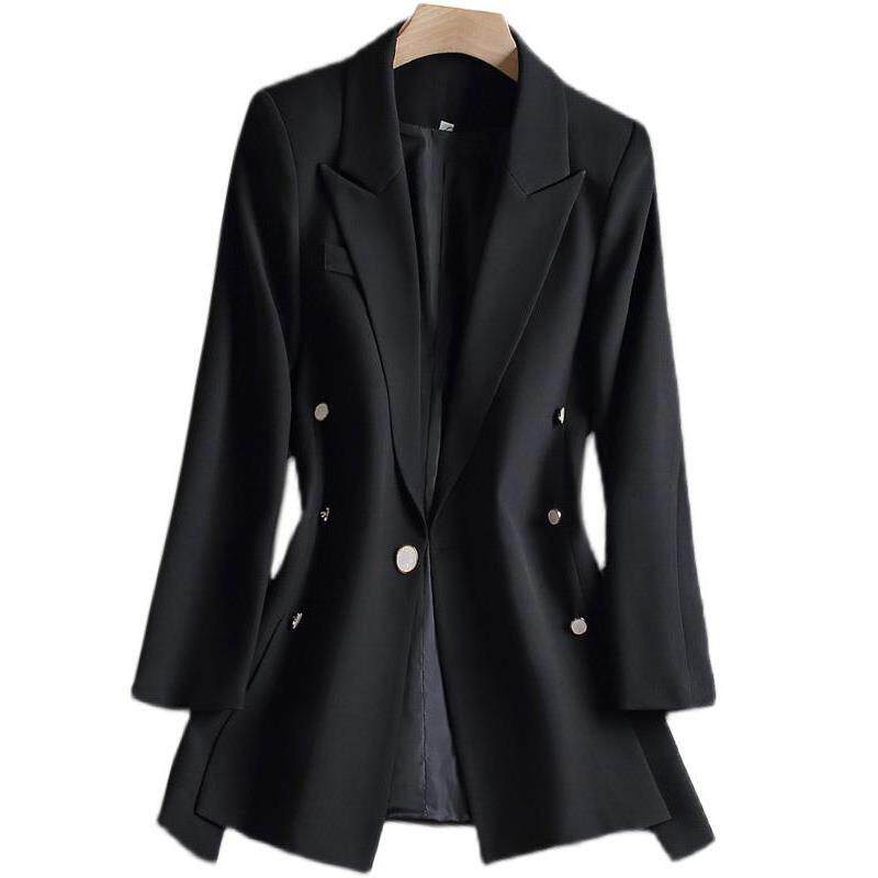 MONLOUVE广州十三行高货品牌黑色西装外套女高级感收腰显瘦休闲职