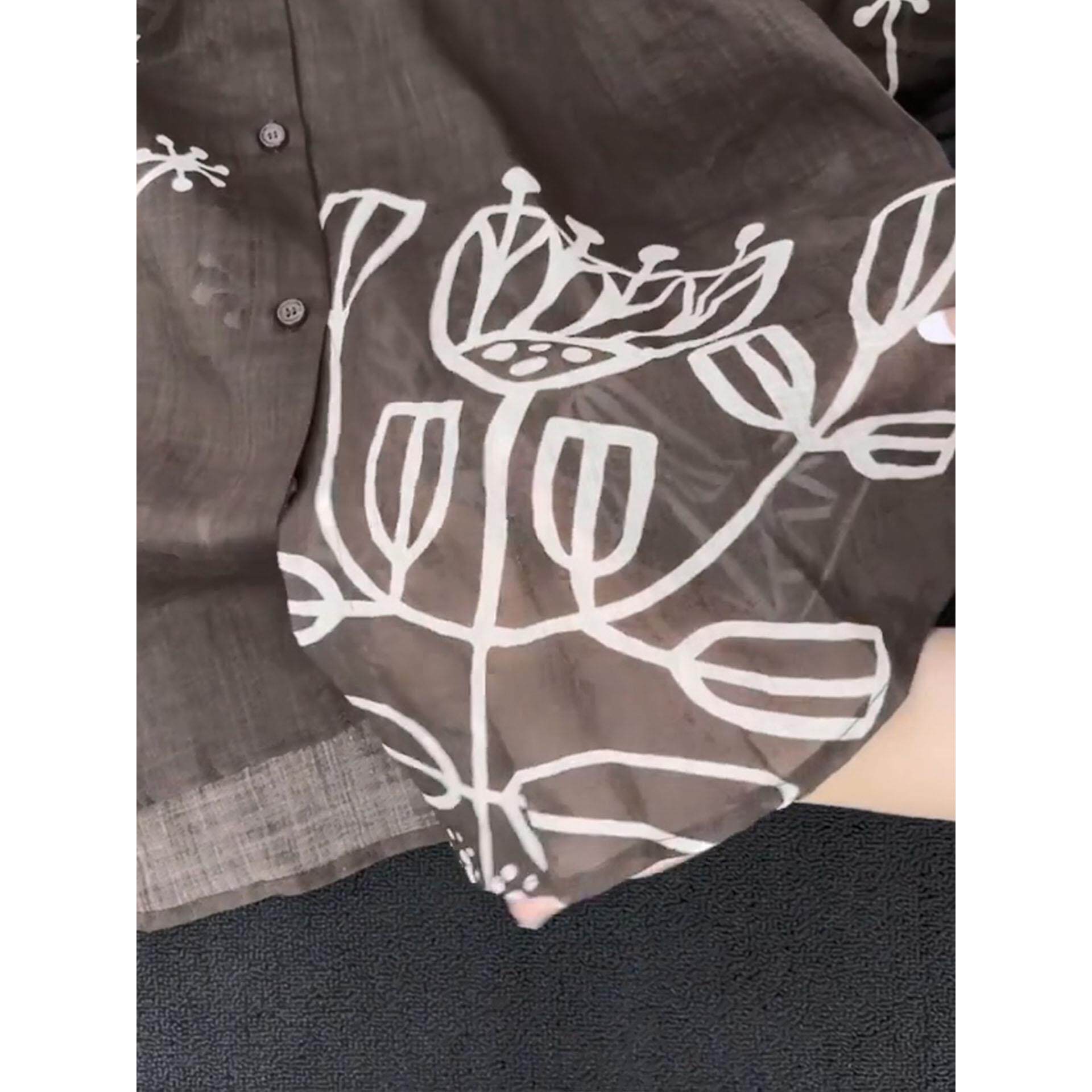 MONLOUVE广州十三行品牌高货深咖色雪纺防晒衬衫女薄款轻奢超好看