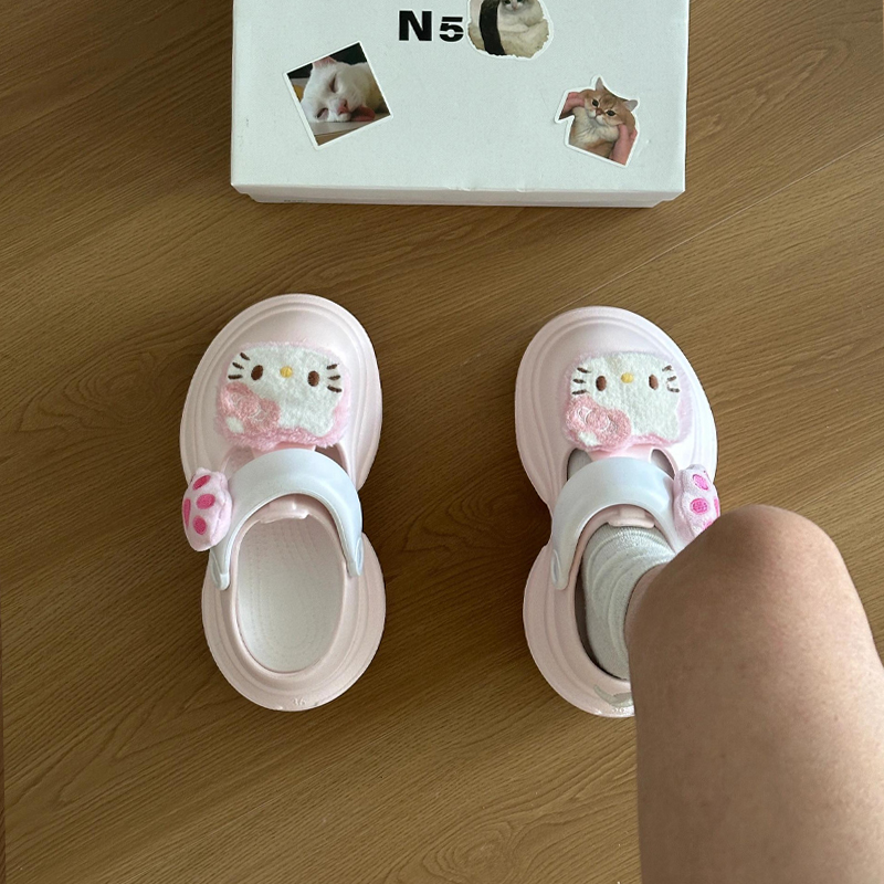 HelloKitty洞洞鞋厚底女2025新款超火外穿eva增高防滑沙滩凉拖鞋