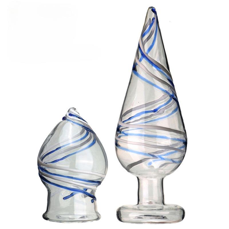 A self-pleasuring toy made of glass for use inside the anus.