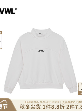 VWL镂空半高领设计卫衣春秋季潮流设计男女情侣装白色上衣