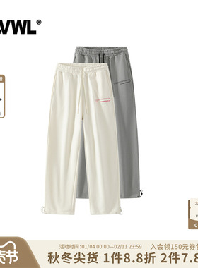 VWL气球系列直筒束脚卫裤春秋款女新款灰色白色男女款长裤阔腿裤