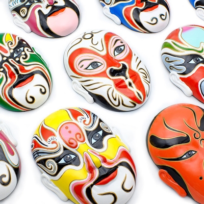 京剧脸谱装饰挂件五路财神面具摆t件火锅店装饰画大号脸谱摆件5.