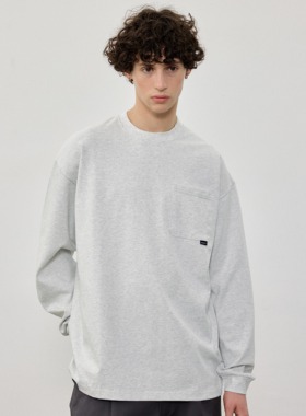 NESSTTU 25AW新品日系休闲复古百搭宽松基础纯棉口袋基础长袖