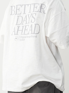 NESSTTU 25新品日系复古休闲百搭宽松纯棉320克竹节棉印花短袖