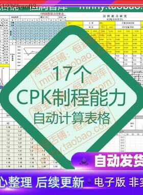CPK产品制程控制自动计算EXCEL表格SPC能力分析流程图PMP管制模板