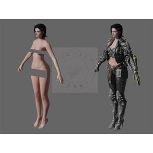 Blender第一后裔芙蕾娜TFD Freyna高精度3D模型带绑定含素体模型